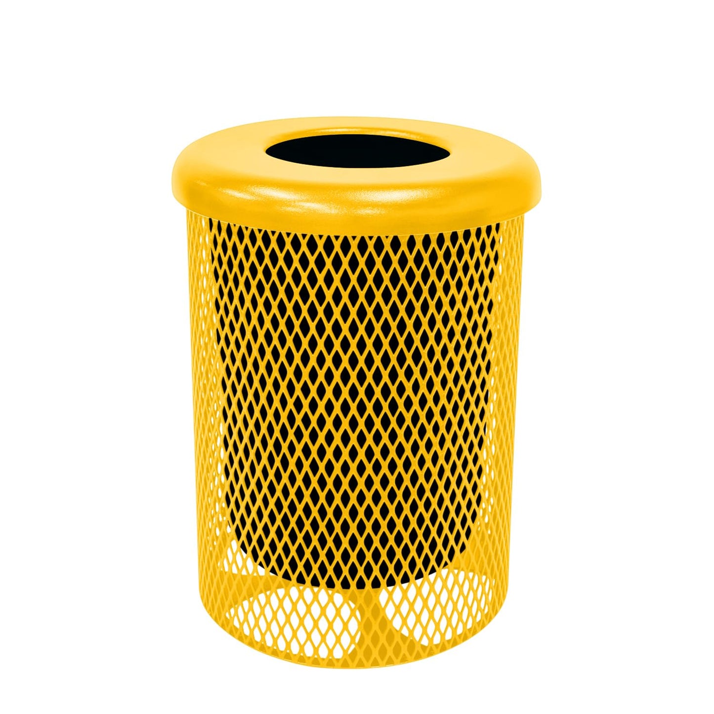 RFT-YEL Heavy Duty Round Trash Receptacle with Flat Top, Liner Included, 32 Gallon, Yellow, Made in America