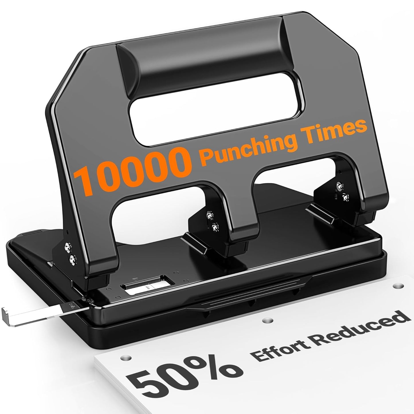 3 Hole Punch Heavy Duty, AFMAT 3 Hole Puncher for Binder, 10000+ Punching Times, 40-Sheet Three Hole Punch, Metal Hole Puncher 3 Ring, 50% Reduced Effort, Bulit-in S.S. Paper Guide, Last for Years