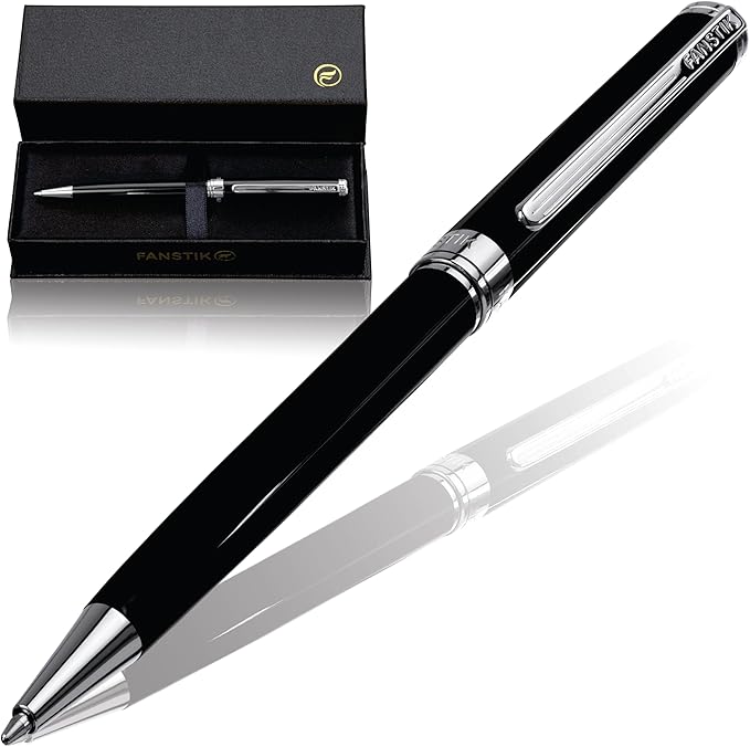 Black & Silver Luxury ballpoint Pen (Made In USA) fancy gift set for women, Real 24K Gold Plating, Professional executive pen gift set for men (Lux BallPoint Black-Silver)