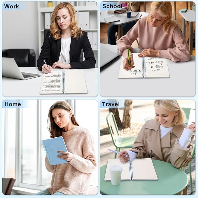 Lined Spiral Journal Notebook, A5 Hardcover Leather Notebook for Work, 5.7''×8.2'', 100GSM Thick Paper Spiral Bound Journaling Notebook for Women Men Office School Note Taking Business, Morandi Blue