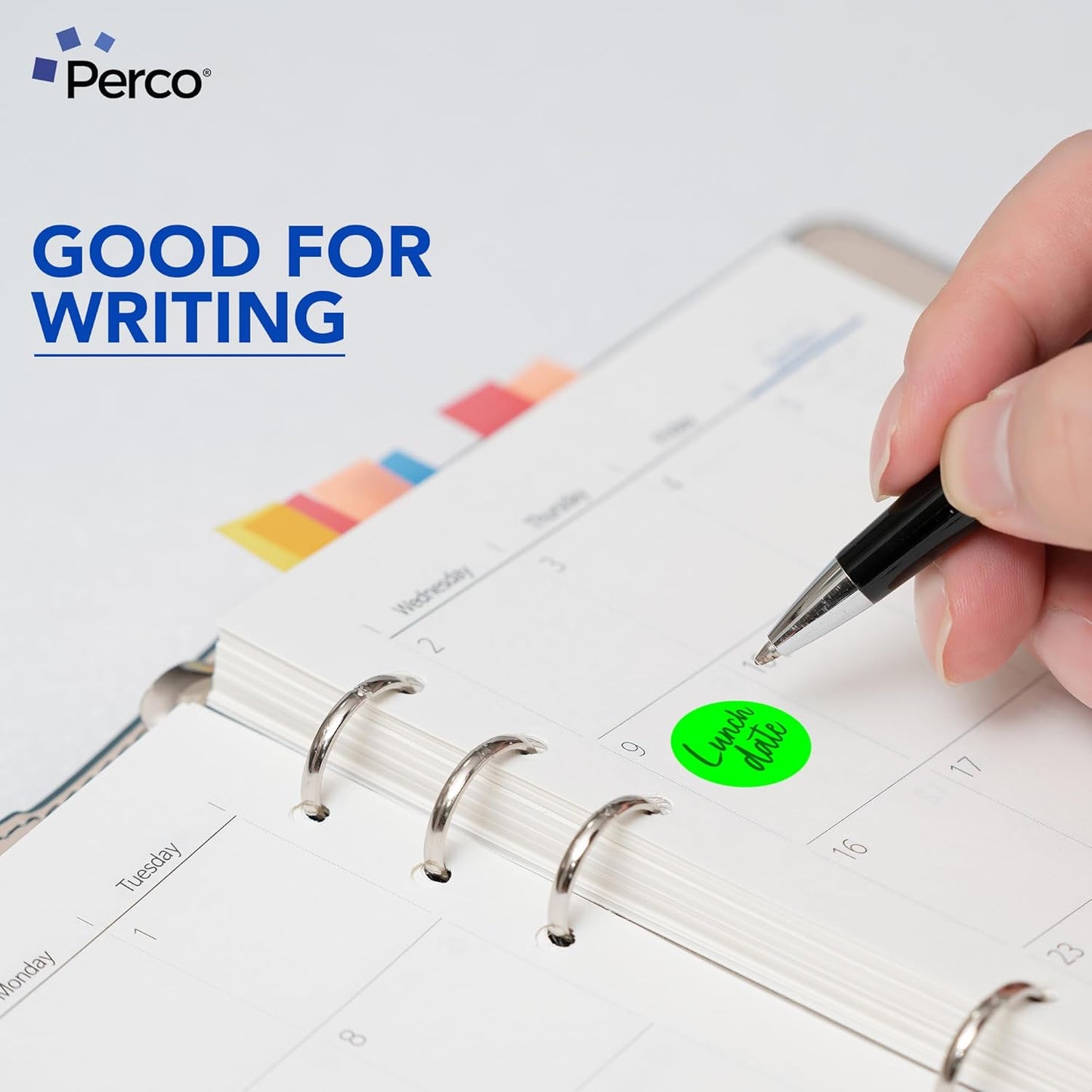 Perco Fluorescent Green 1-Inch Round Circle Dot Sticker Labels with Easy Peel Perforation - 1,000 Labels per Roll - Strong Adhesion, Vibrant Colors for Organizing, Crafting & More - Made in USA