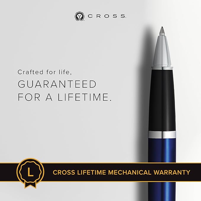 Cross Bailey Refillable Rollerball Pen Presented in a Premium Gift Box - Medium Point, Black Ink, Blue