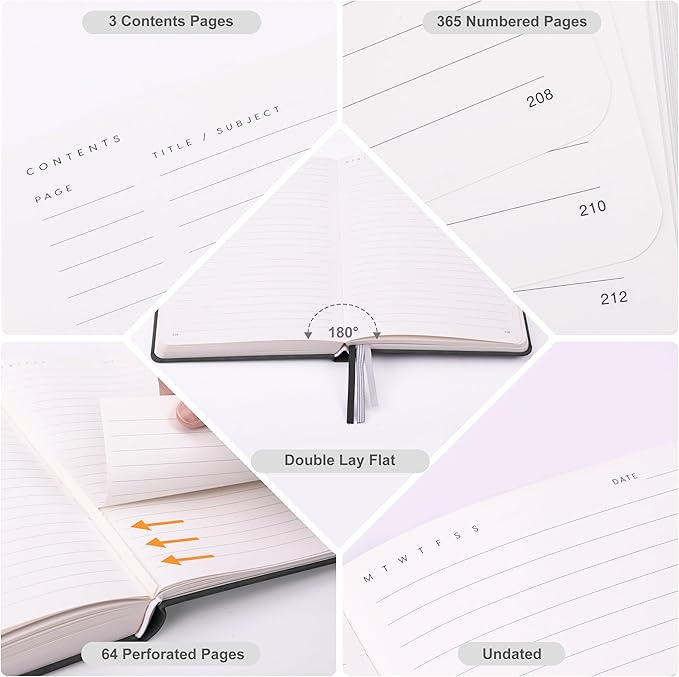 &And Per Se Lined Journal Notebook, 365 Pages, A5, 5.7'' x 8'' 100GSM Thick Paper, Journals for Writing, Hardcover Notebooks for Women Men (Black)