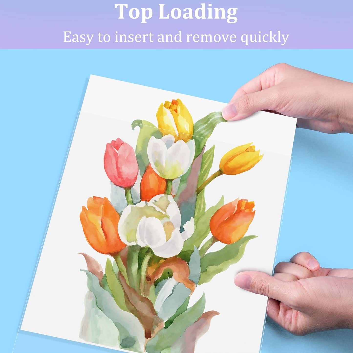 100 Pack No Holes Sheet Protectors 8.5 x 11 Inch Letter Size Page Protectors for Documents, Prints, Top Loading Heavyweight Clear View Plastic Sleeves for Papers, Artworks, Photos