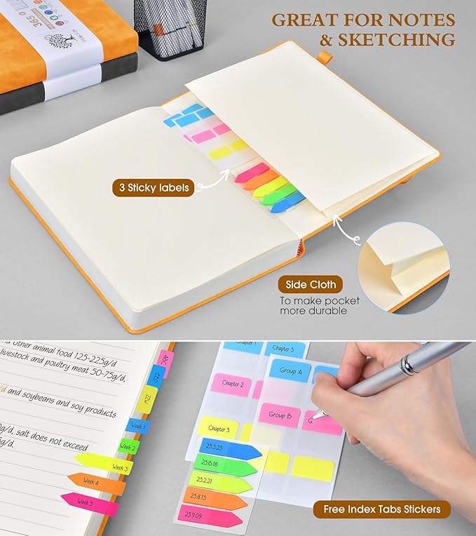 B5 Lined Journal Notebook - 365 Page Large Leather Journals for Writing Women Men，Hardcover Notebook with 100Gsm Thick Pages，Daily Diary for Travel, Work，School，College Ruled (7.6" x 10.3")