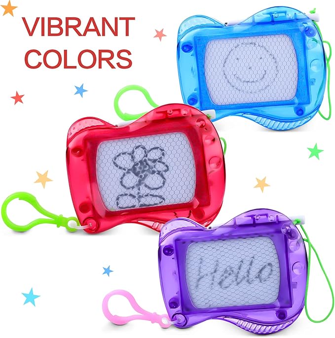 Outus 50 Pieces Mini Magnetic Drawing Board Doodle Board Set with Pen Keychain 3 Colors Drawing Painting Sketch Pad for Birthday Party Favor Classroom Supply