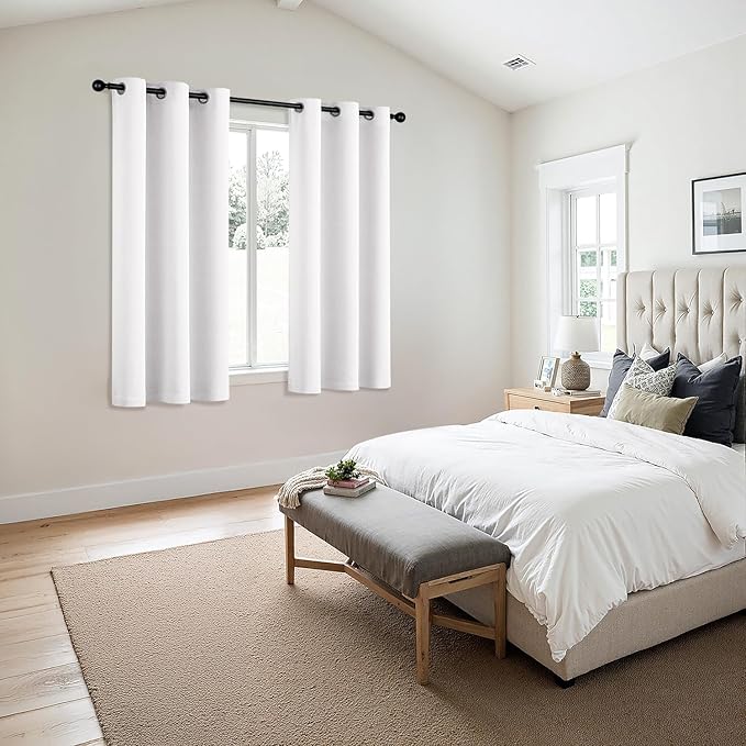 MIULEE Pure White Room Darkening Curtains - Grommet Top Bedroom Window Treatment Curtains Thermal Insulated Drapes for Living Room Kitchen Light Blocking Drapery, 40 x 54 Inches Long, 2 Panels