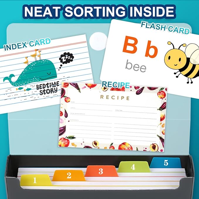 H4D 3x5 Index Card Case with 100 Heavyweight Ruled Index Cards and Dividers, Lime Green