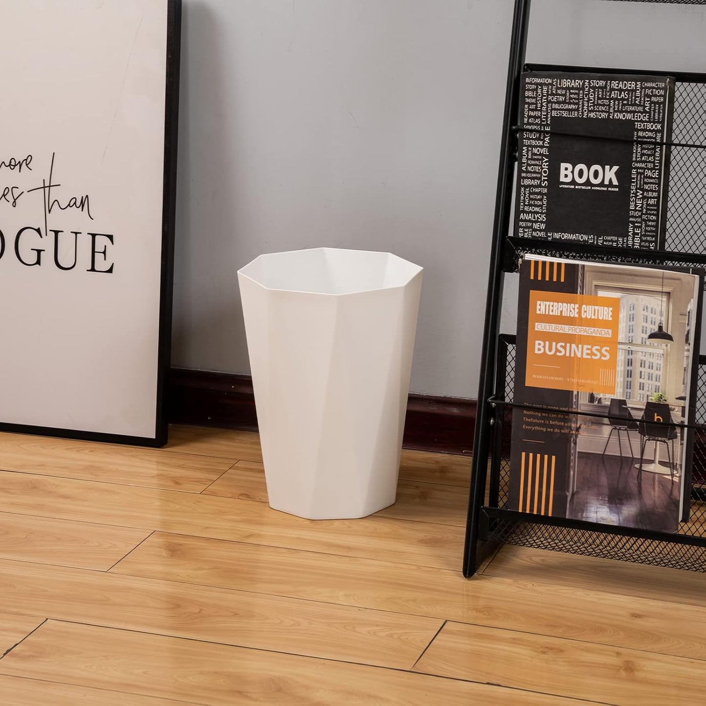 12L Trash Can Wastebasket Plastic Trash Bin Garbage Container Rubbish Can Paper Basket Office Organizer for Bedroom Home Office, 6 White