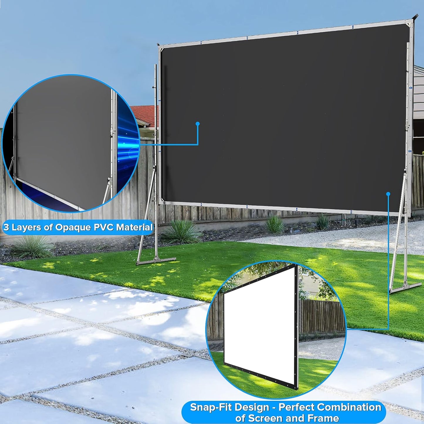 200 inch Projector Screen with Stand,Upgraded 3 Layers PVC 16:9 Large Outdoor Projector Screen,Portable Outdoor Movie Screen with Carrying Bag for Large Commercial Performance