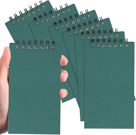 Tenceur 6 Pcs Pocket Notebook Bulk Small 3x5 Inch Spiral Notepads Mini Top Bound Notebook with Lined 120 Pages Ruled Memo Pads for Office College Nurse Essentials Back to School Gift (Green)