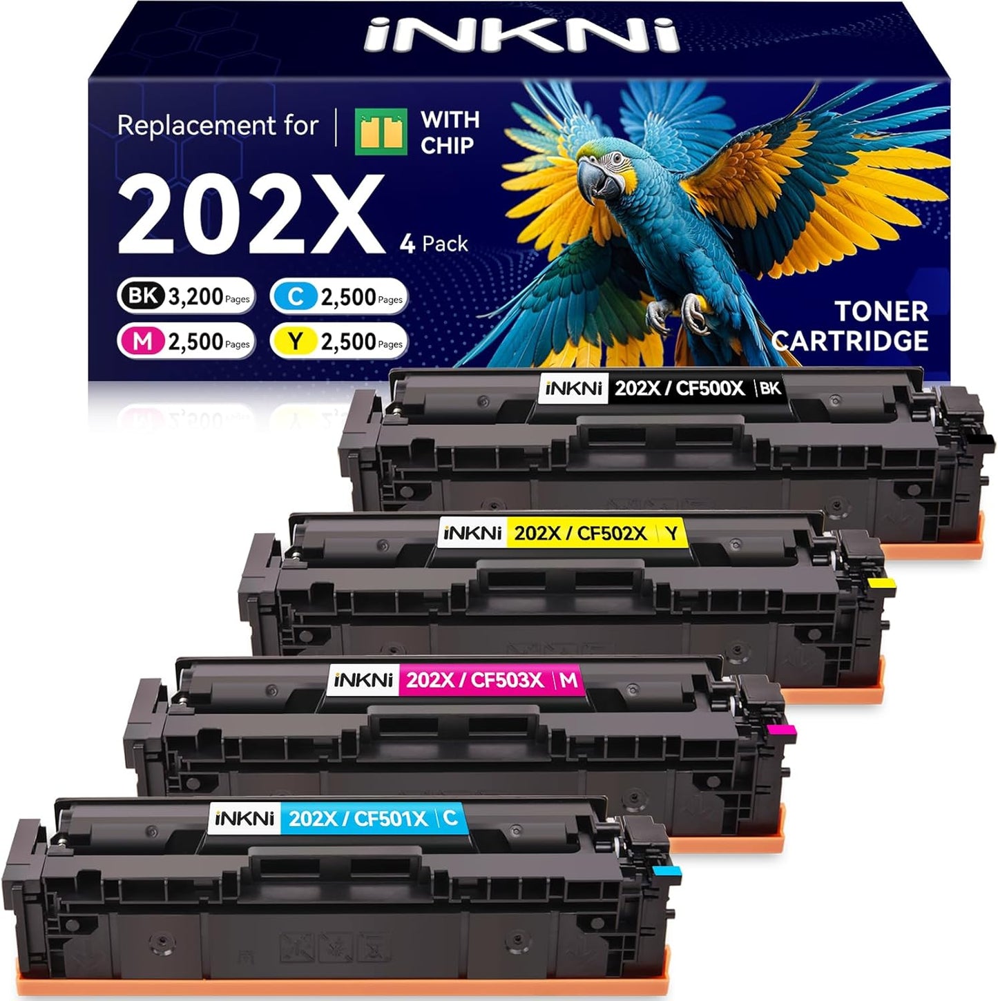202X Toner Cartridges CF500X - Compatible Replacement for HP 202X 202A for Color Laserjet Pro MFP M281fdw M254dw M281fdn M281cdw M280nw M254dn M254nw High Yield Toner Cartridge CF500A (with Chip )