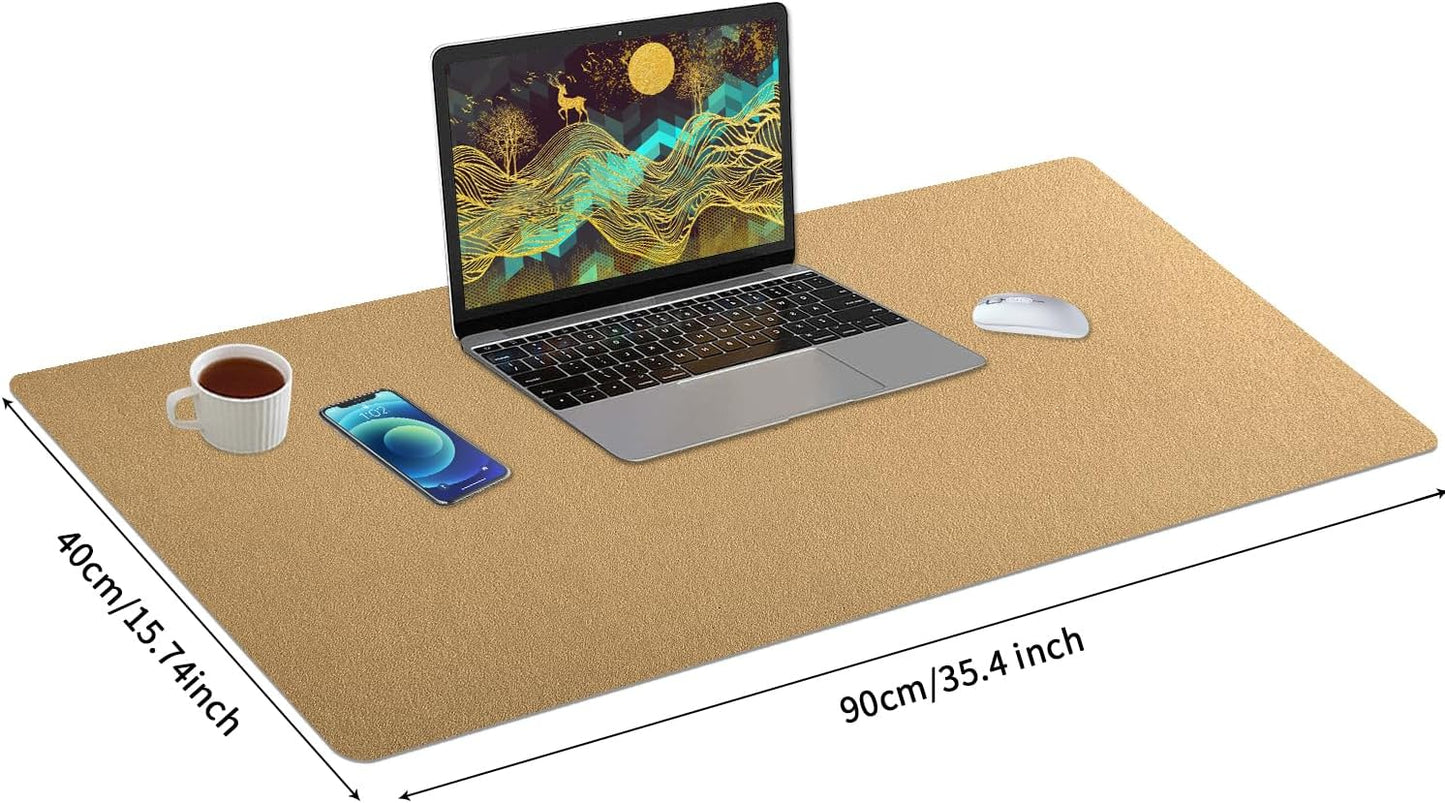 Bloss Gold Leather Desk Mat 35.4" x 15.7", Large Keyboard Pad for Desk, Desk Matt for Desktop, Waterproof Desk Pad Mat, Computer Mat for Office/Home/Decor