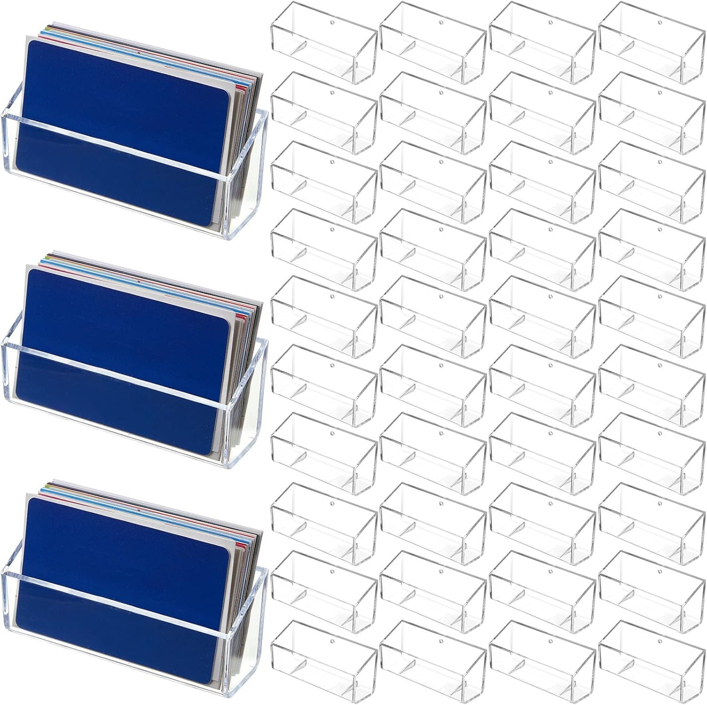 Thenshop 64 Pack Business Card Holder Desktop Business Card Stand Acrylic Holder Stand Clear Postcard Display for Home Office Desk Table(Hanging Style)