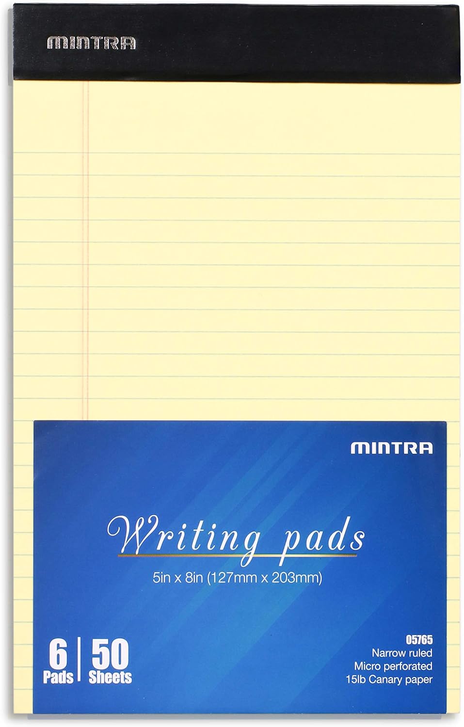Mintra Office Legal Pads - ((BASIC CANARY 6pk, 5in x 8in, NARROW RULED))