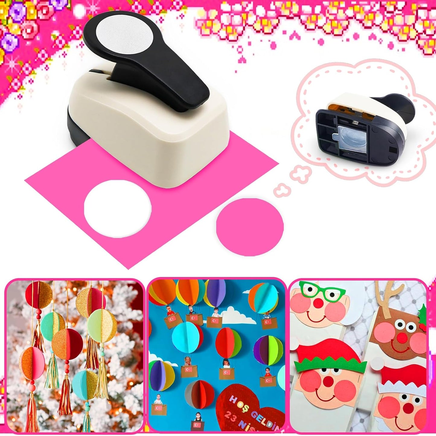 Circle Hole Punch, Circle Punches for Paper Crafts, Circles Puncher, Circles Hole Puncher Set, 5/8 CirclePunch, 1 Inch Craft Punches, 1.5 Inch Large CircleHole Punch, CirclePaper Punch Set