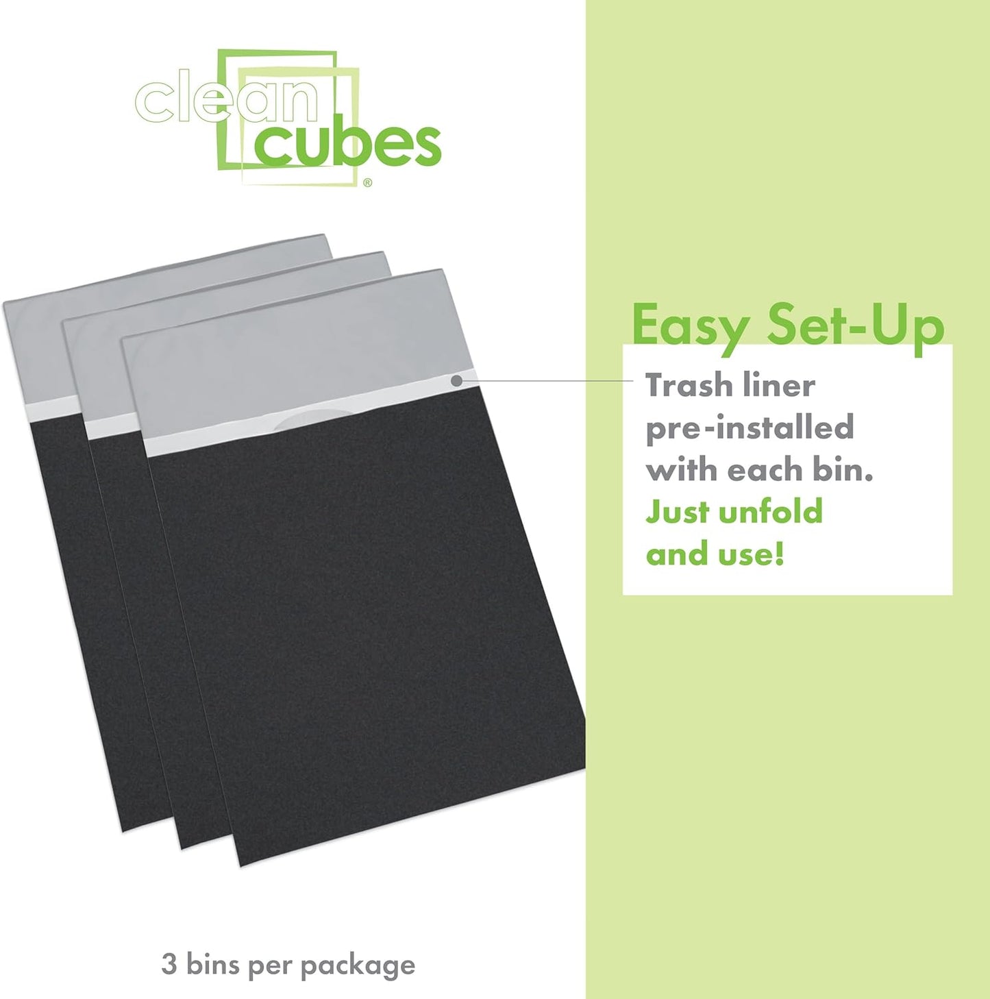 | 30 Gallon Disposable Trash Cans (3-Pack) with Fitted Trash Bags - Reusable Garbage and Recycling Bins for Parties, Events, and More (Black - 30” Height x 17” Width x 14” Depth)