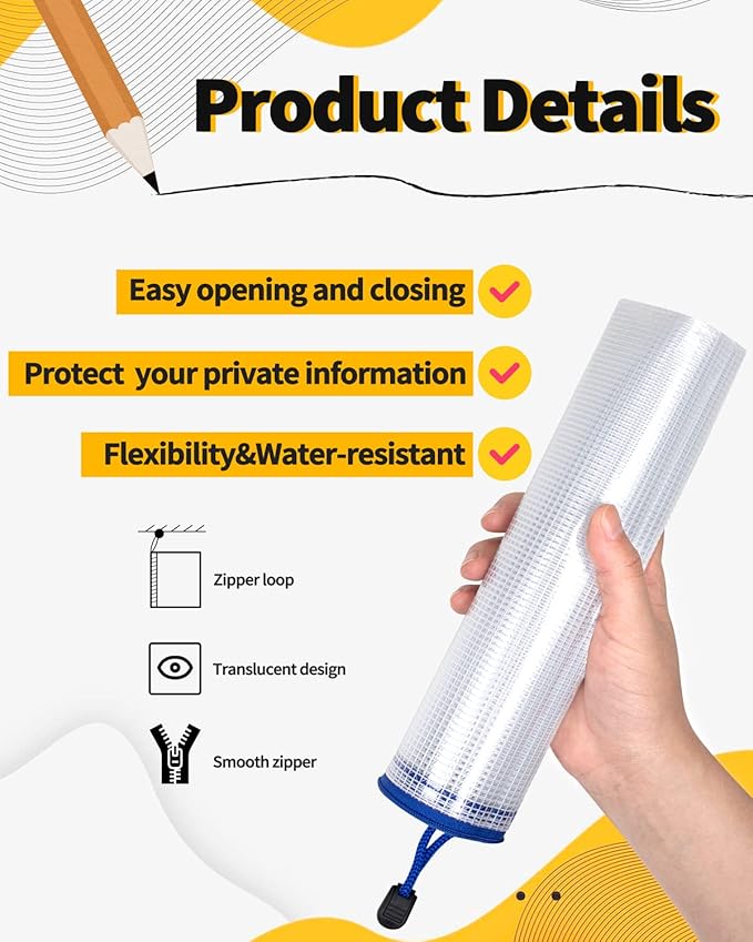 SUNEE Plastic Mesh Zipper Pouch 11x16 in (6 Colors, 18 Packs),Extra Large Water-Resistant Zip Bag for School Office Supplies, Puzzles & Games Organizing Storage