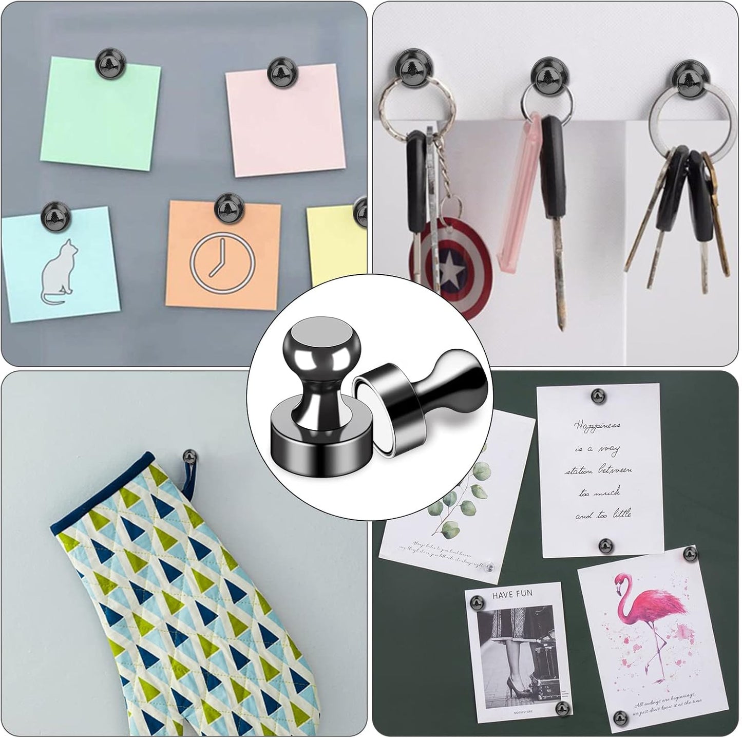 LOVIMAG 60Pcs Black Fridge Magnets - Strong Neodymium Magnets for Whiteboard, Refrigerator, Office, Classroom, Locker, Picture