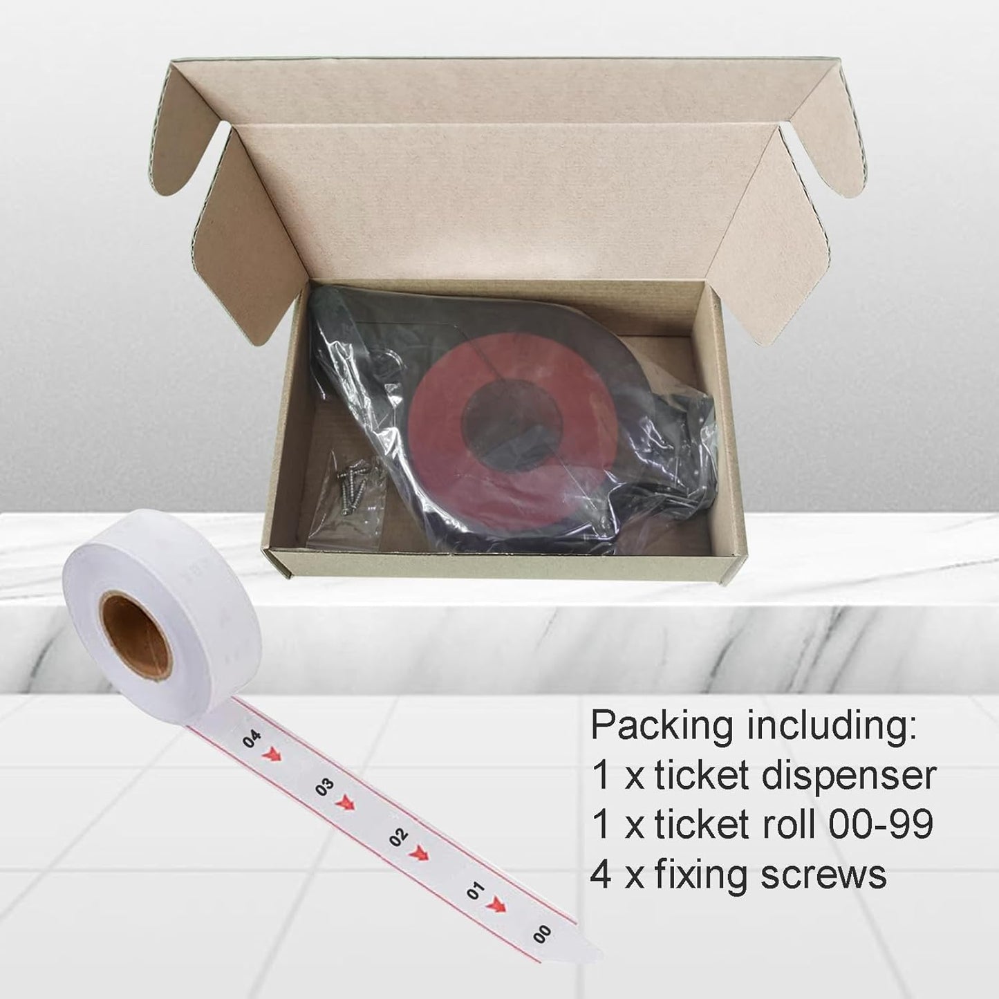 Ticket Dispenser Take a Number System Number Dispenser with 1 Ticket Roll 2 Digit Queue Tickets 20 Groups Ticket Number from 00-99 (2 Digit, Purple)