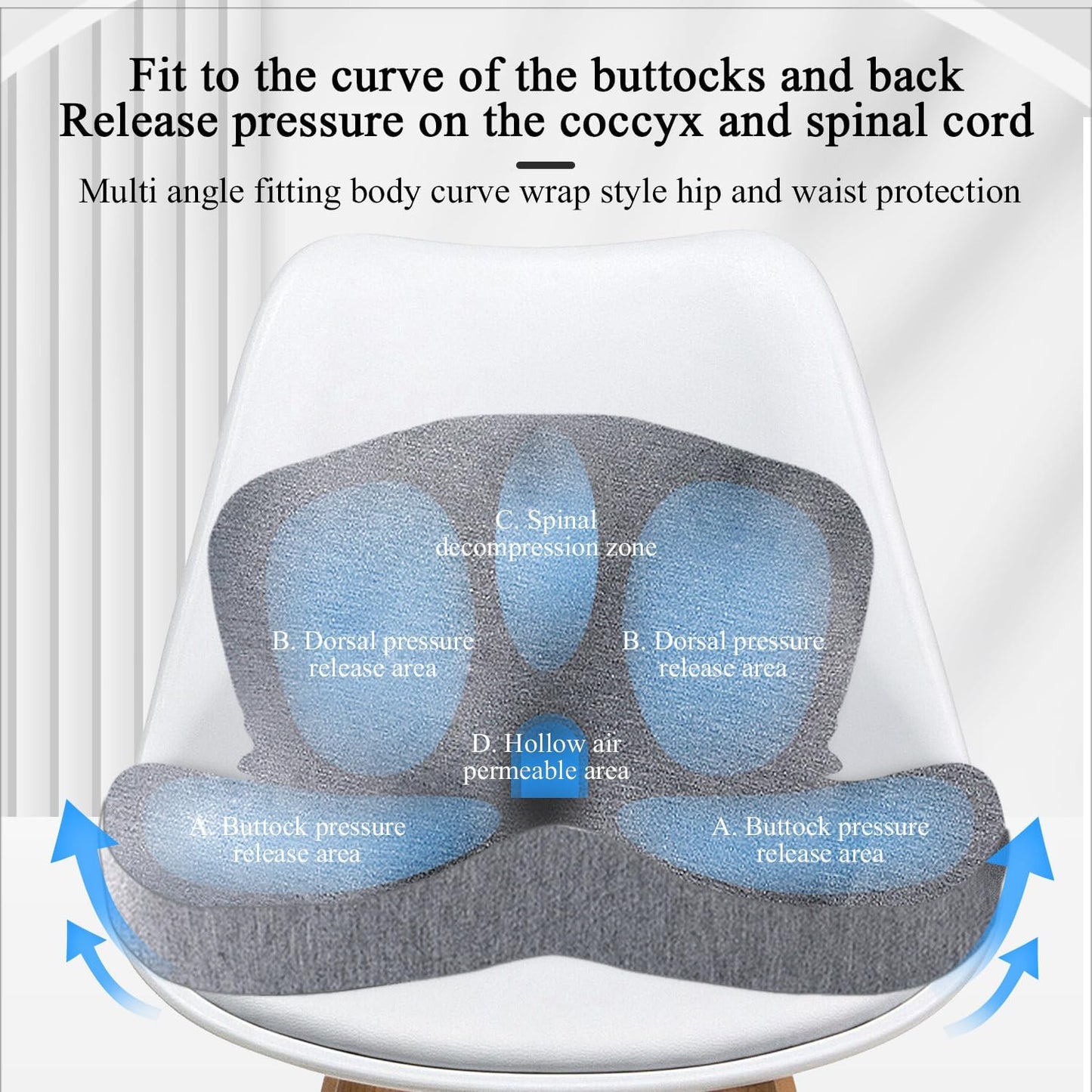 Seat Cushion for Truck Driver, Memory Foam Truck Seat Cushion with Adjustable Strap – Ergonomic Back Support & Sciatica Relief for Long Drives, Semi Truck Accessories, Light Gray