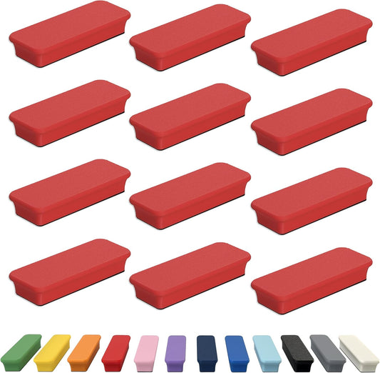 Glassboard Studio Mega Magnets - Neodymium - Heavy Duty, Colorful, Ergonomic, Ideal for Crafting, Quilting, and as Magnetic Knife Holders (12, Cherry Red Bar)
