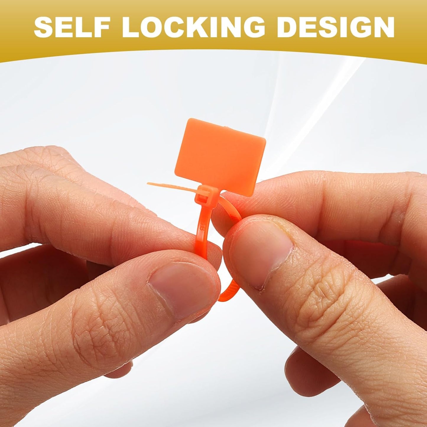 uxcell 100 Pcs Cable Label Marker Tags, Nylon Cable Zip Tie Tags 6.3 Inch Writable Self-Locking Wire Labels Zip Ties for Organization Marking, Orange