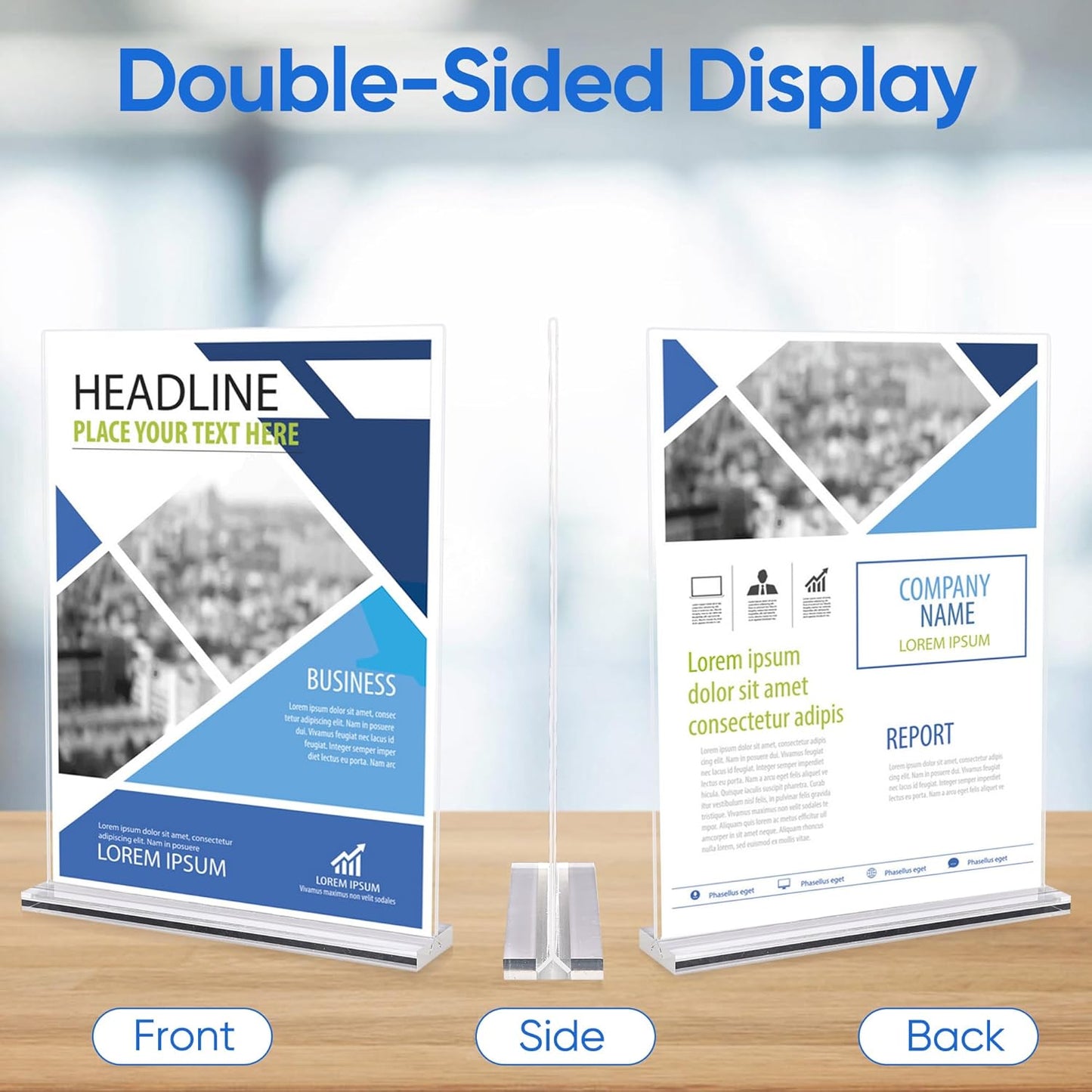 6 Pack Acrylic Sign Stands 8.5 x 11, Clear Double Side T Shape Acrylic Table Signs for Displaying, Flyer Holder Paper Card Holder for Office Business Store Mall Restaurants