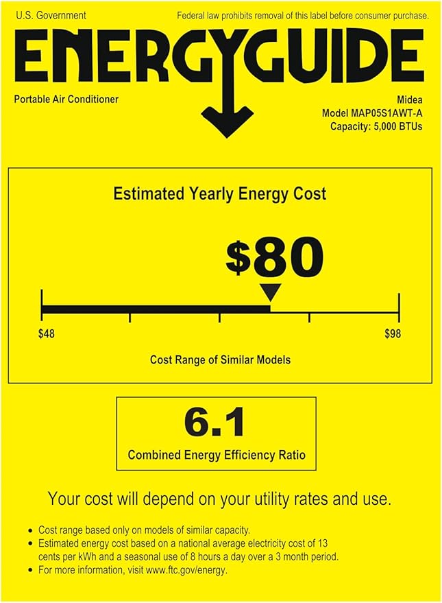 Midea MAP05S1AWT-A Air Conditioner, 8,500 BTU-Smart, White