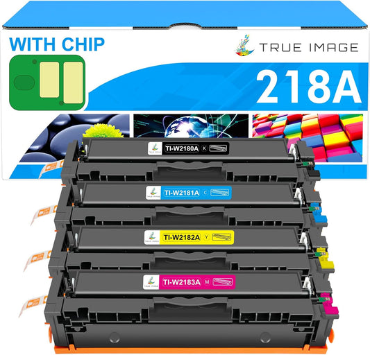 218A 218X Toner Cartridges 4 Pack with Chip 3301fdw 3201dw Compatible Replacement for HP 218A 218X Color Laserjet Pro MFP 3301cdw 3301sdw 3201dw Printer High Yield Ink Set W2180A W2180X (B/C/Y/M)