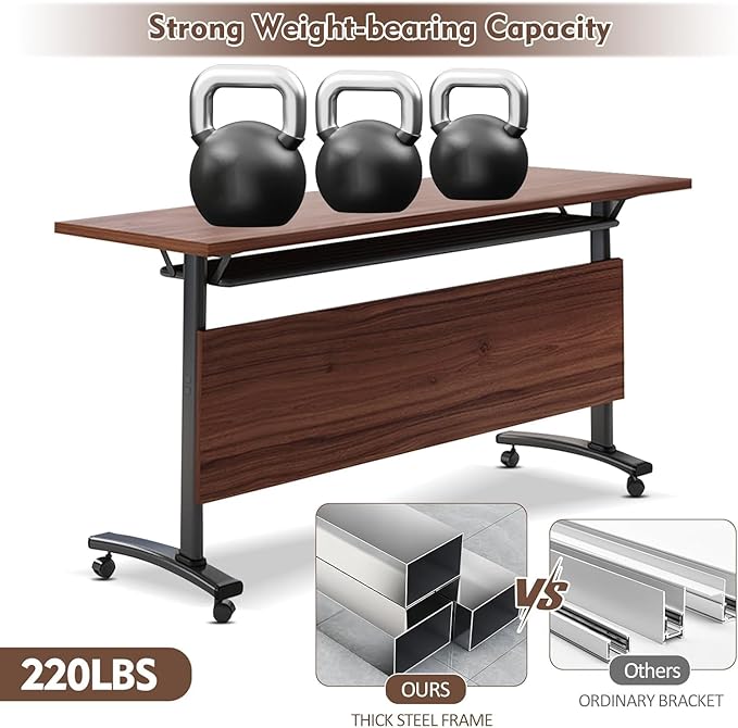 Conference Table,Folding Conference Tables Modern White Conference Room Table with Wheels, 2-10 Persons,for Office, Meeting Room (2, 1619YHT, 55IN)