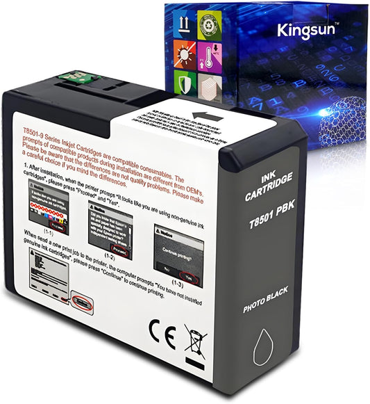 T850 Ink Cartridge T8501 T850100 Remanufactured Work for SureColor P800 (1-Pack, Photo Black)