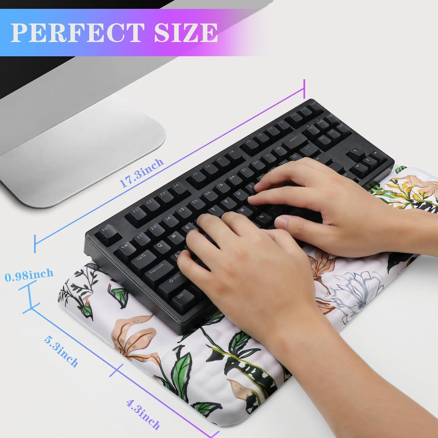 Computer Keyboard Stand with Wrist Rest, Ergonomic Tilted Keyboard Holder - Keyboard Riser with Wrist Pad - Keyboard Tray Support for Office Home - Wild Grass