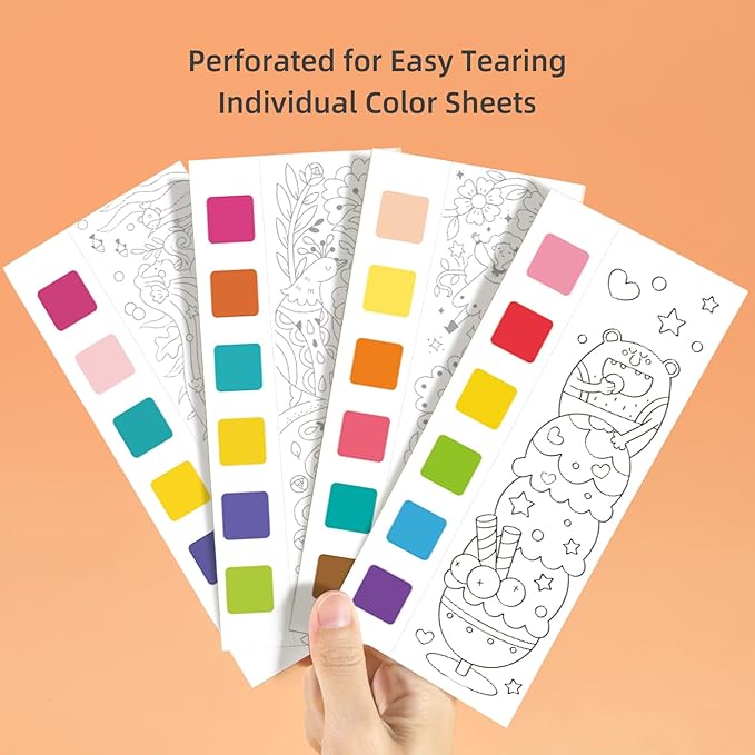 MiDeer Watercolor Painting Book for Kids Ages 4-8, Pocket Watercolor Painting Book Arts and Crafts for Toddlers, Travel Activities Paint with Water Coloring Book Set for Kids 3-8 (Wonder Forest)