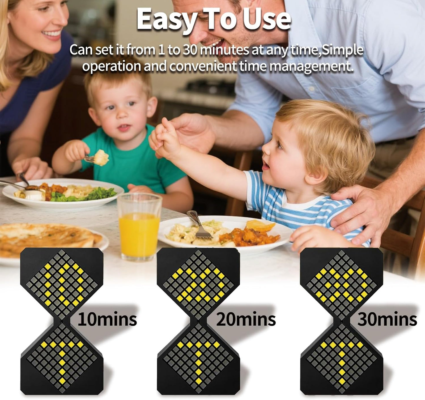 LED Digital Electronic Hourglass Gravity Induction Timer, 1 to 30 Minutes Free Adjustment,DIY Digital Timer, Suitable for Kitchen, Room, Classroom, Office (Yellow)