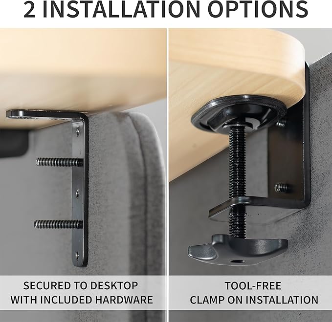 VIVO Clamp-on Privacy Panels 60 x 24 inch (x1), 24 x 24 inch (x2), Sound Absorbing Cubicle Desk Dividers, 3 Acoustic Partitions, Dark Gray, PP-3-V108D