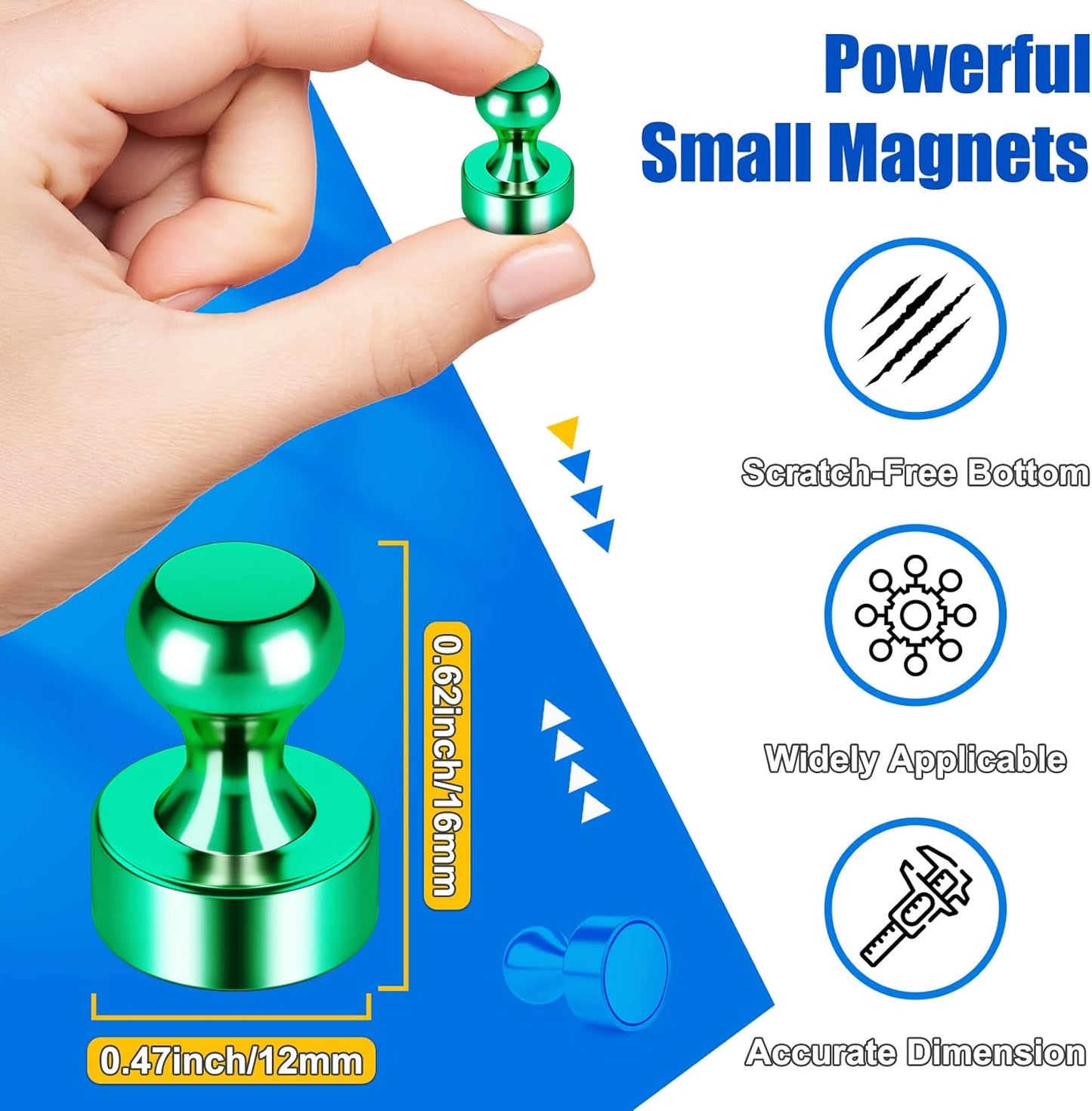 120PCS Strong Refrigerator Magnets,Green Metal Magnetic Push Pins, Strong Magnets for Whiteboard, Magnetic Clips Heavy Duty for Lockers, Kitchen, Office, Home Decorative, Desk Accessories