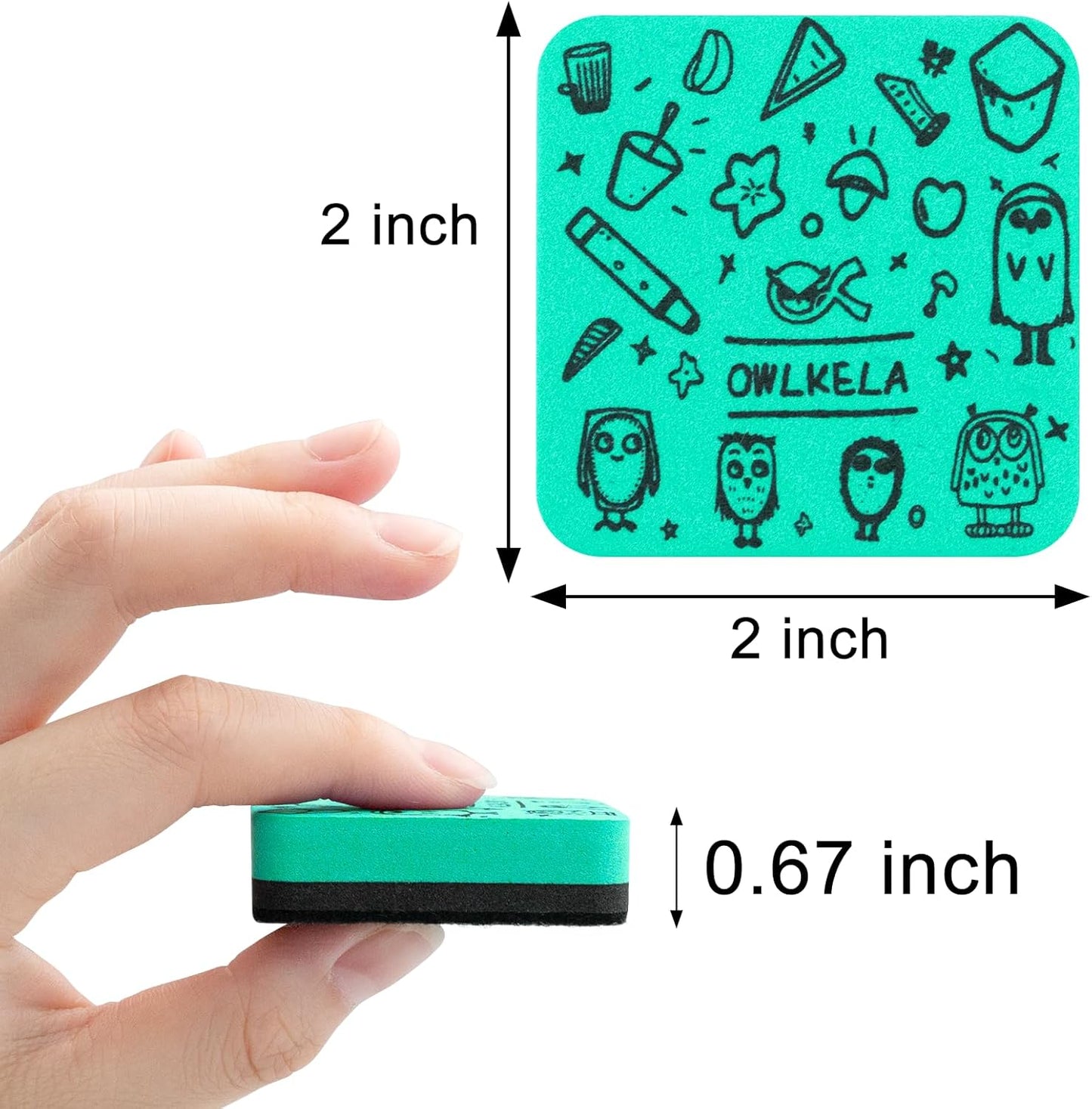 OWLKELA 30 Pack Whiteboard Eraser, Magnetic Cyan Whiteboard Eraser for Cleaning Dry Erase Markers on Magnetic Soft Whiteboard, Glass Whiteboard and Dry Erase Board