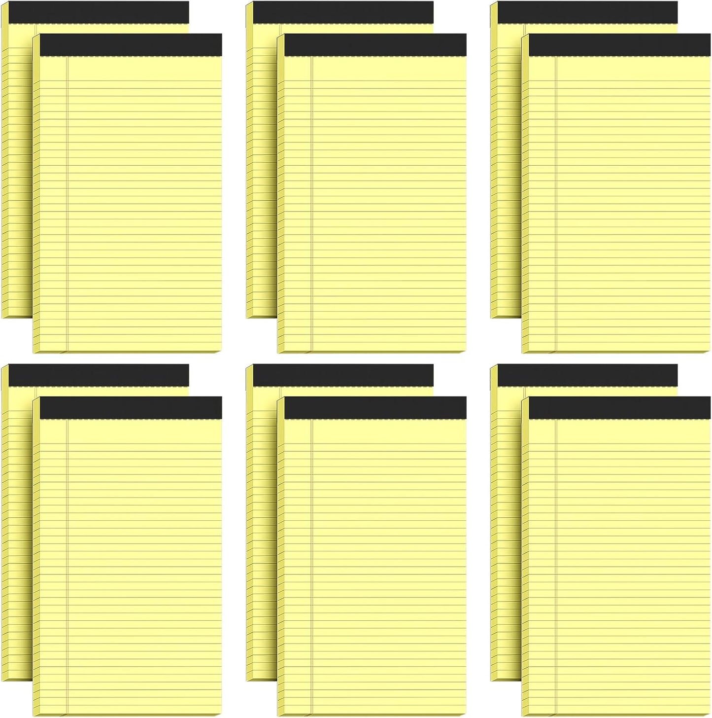 Legal Pads 8.5 x 14, Wide Ruled Legal Pads, 12 Pack Yellow Paper 8.5 x 14, 30 Sheets per Notepad, Large Writing Pad for Office Supplies, College, Micro Perforated Lined Writing Pads, 70 GSM
