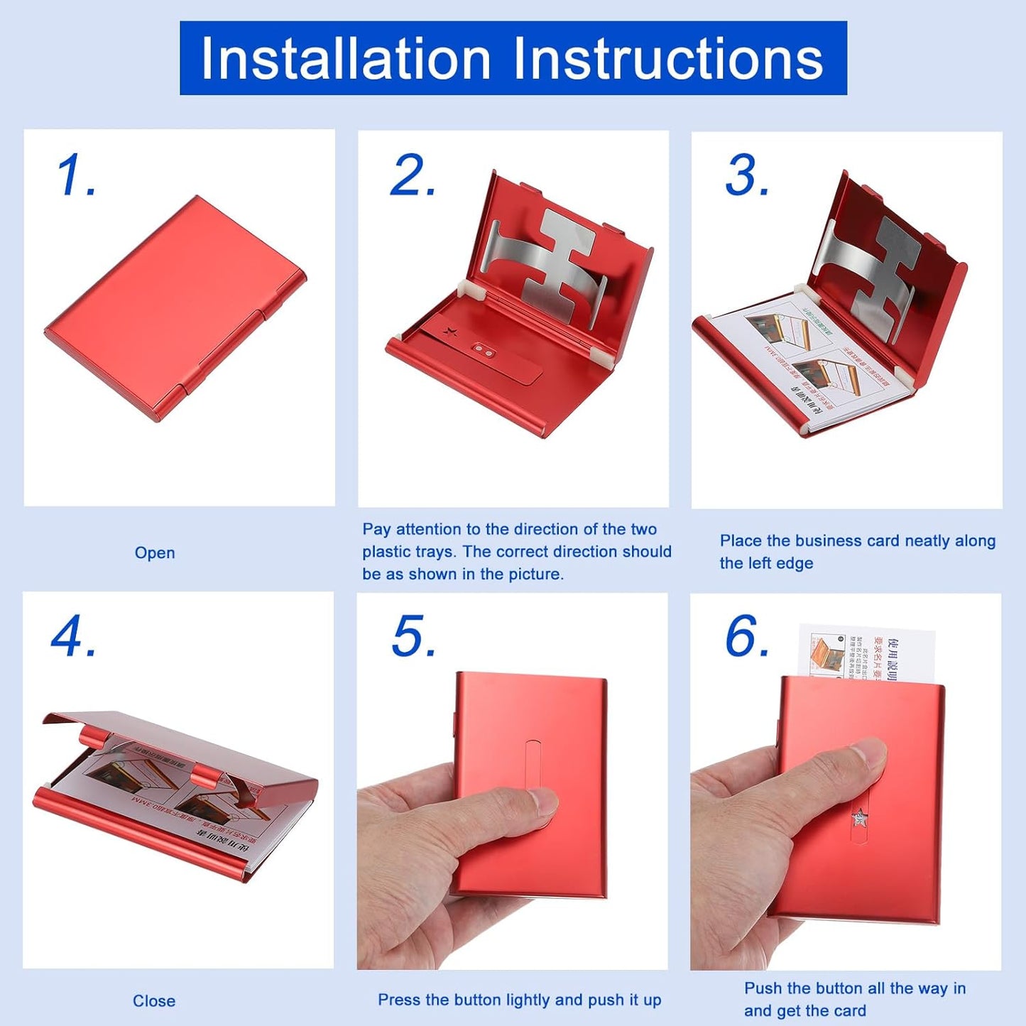 PATIKIL 2 Pcs Business Card Holder, Thumb Drive Business Card Holder Portable Business Card Holders Alloy Slide Out Card Case for Business Meeting, Silver