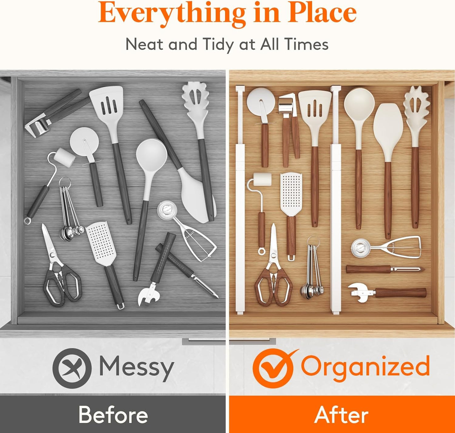 Lifewit 12 Pack Kitchen Drawer Dividers 2.36" High, 11"-17" Adjustable Drawer Organizer for Utensils/Clothes/Makeup, Plastic Expandable Separators in Dresser/Bedroom/Bathroom/Office Storage