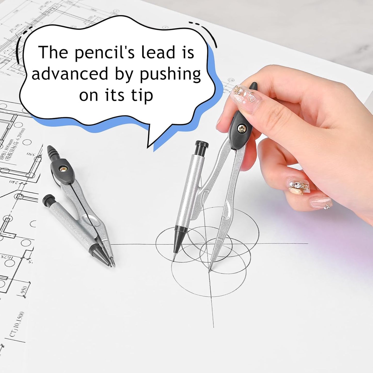 6 Pcs Metal Geometry Set, Math Geometry Kit, Metal Ruler Set and Compass Geometry Tool, Rulers Protractor and Compass Set for Student School and Drawings Supplies (Green)