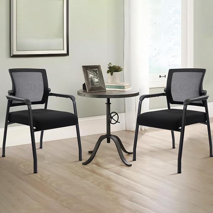Desk Chair No Wheels with Adjustable Mesh Backrest, Arm Chair with Ergonomic Lumbar Support and Thickened Seats Cushion, Waiting Room Chairs for Office School Church Guest Reception, 8PACK