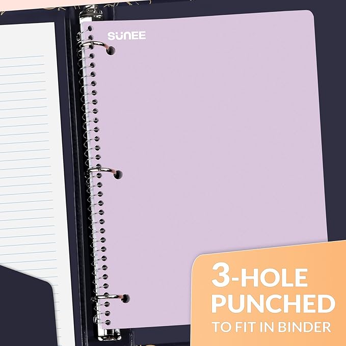 SUNEE Spiral Notebooks, 24 Pack, 1-Subject, College Ruled Paper, 8" x 10-1/2", 70 Sheets per Notebook, Assorted Pastel Colors Spiral Notebooks for School