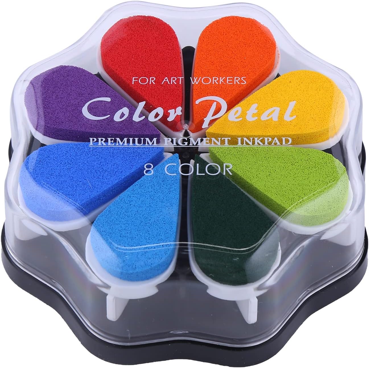Petal Ink Pads for Rubber Stamps Waterdrop Shaped Stamp Pads with 8 Assorted Colors (Set 1001)