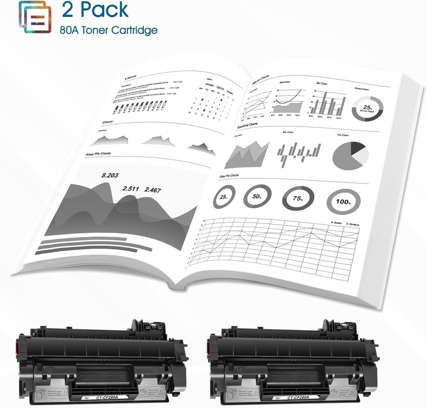 Cool Toner Compatible Toner Cartridge Replacement for HP 80A CF280A 80X CF280X for HP Laserjet Pro 400 M401n M401dn MFP M425dn M401dne M401dw M425dw M401 M425 Printer Toner Ink(Black, 2-Pack)