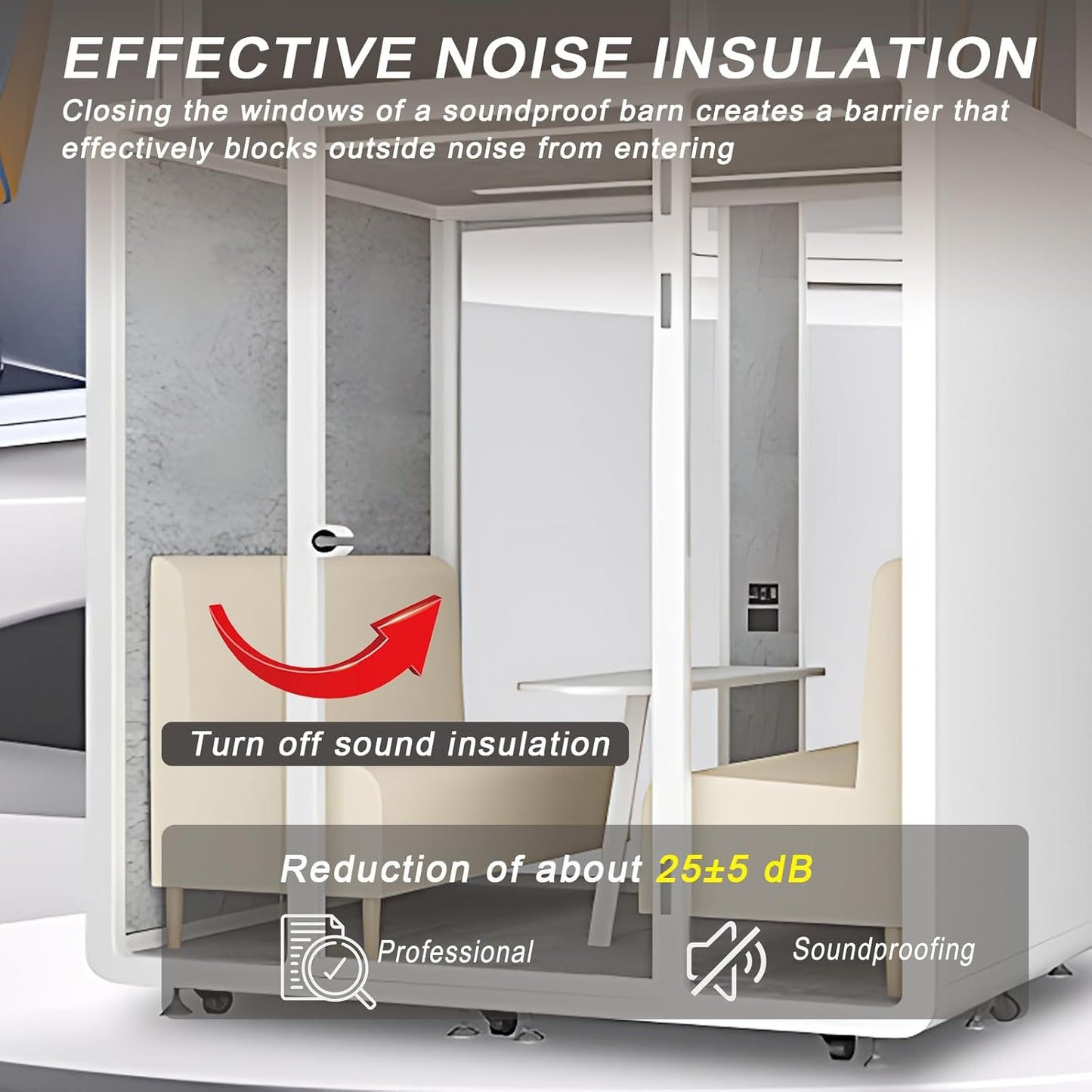 Office Sound Booth with Audio Privacy - Removable Soundproof Booth Includes White with Rounded Corners,Soundproof Room with Light,Fans, Socket for Negotiation Room,Study(78.74IN×70.86IN)