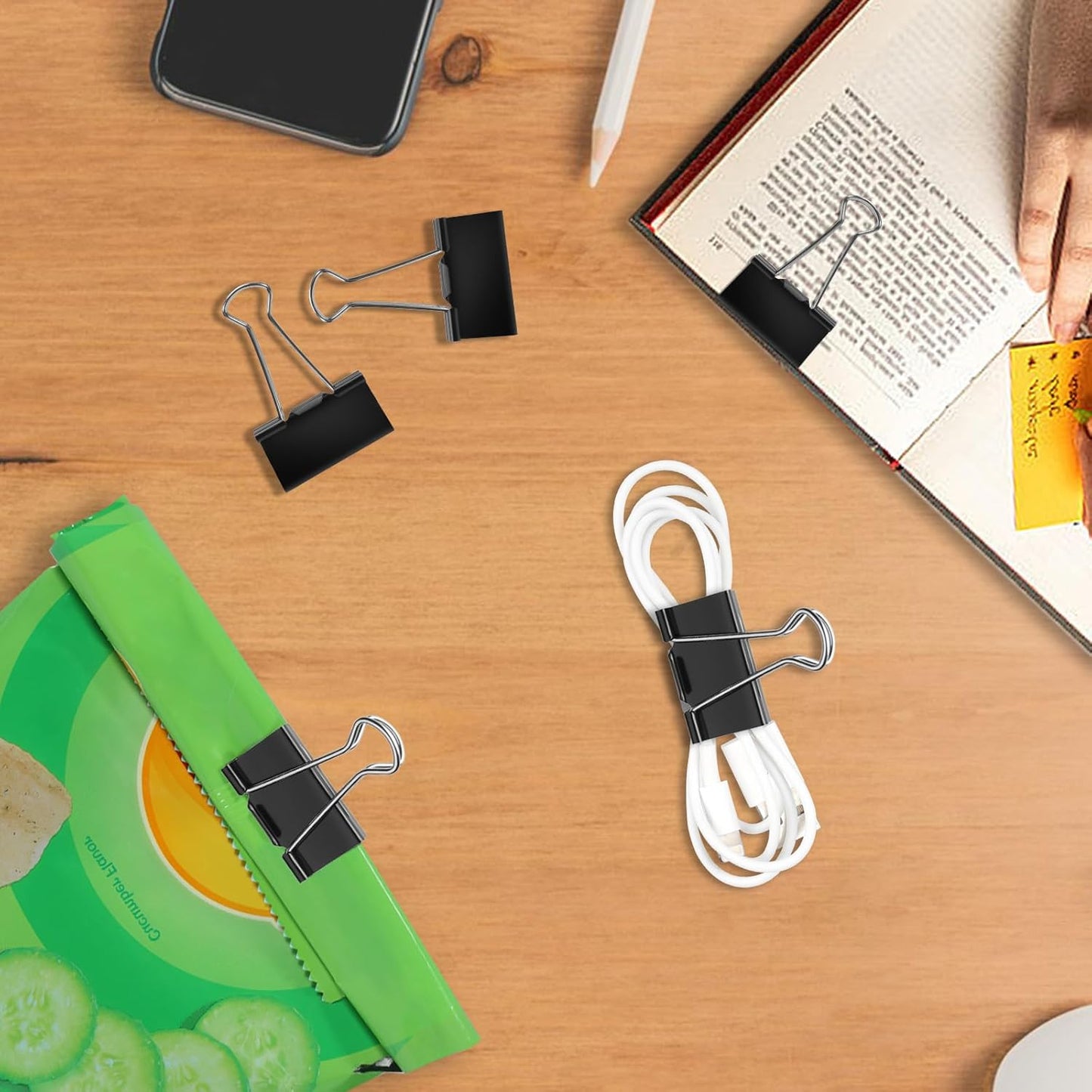 Ufmarine Medium Binder Clips 1.25 inch Length, (40 Pcs) Medium Paper Clips for Office