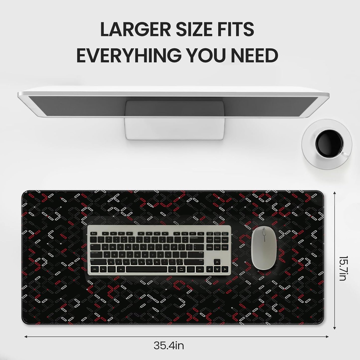 35.4 x 15.7 inches, Large Desktop Mouse pad, Keyboard and Mouse Pads for Work and Home Computers, and Large Laptop Mouse mat，Red and White Checkered