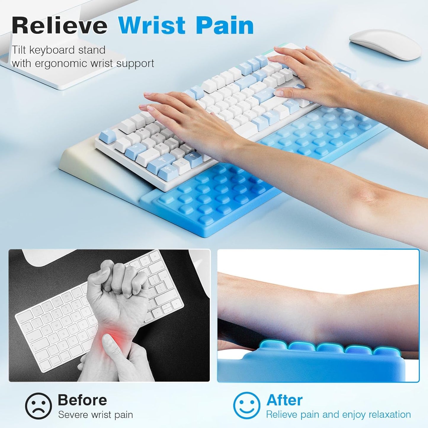 Ospelelf Ergonomic Keyboard Wrist Rest Pad Comfortable Keyboard Stand Riser Holder Pad for Office Gaming